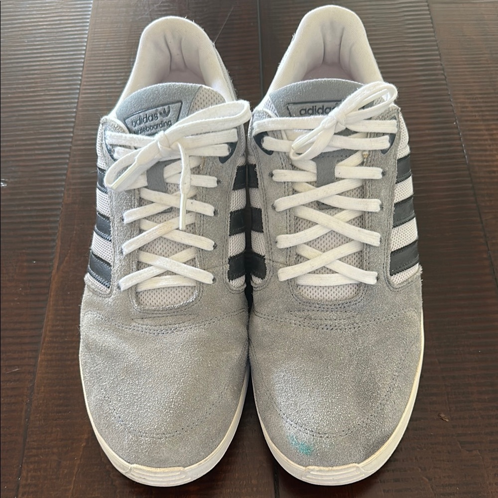 Adidas Gray and White skateboard Sneakers with Signature Stripes